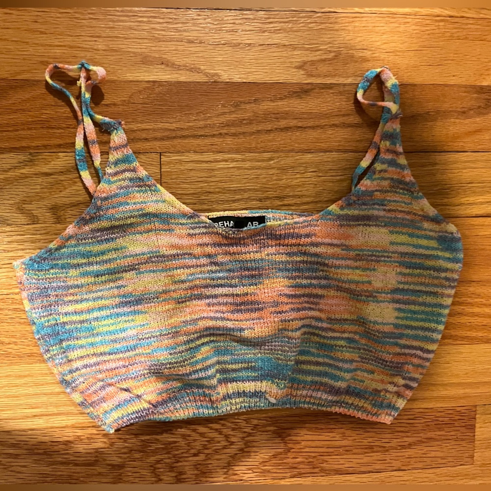 Multi Pastel Color Knit Cropped Tank